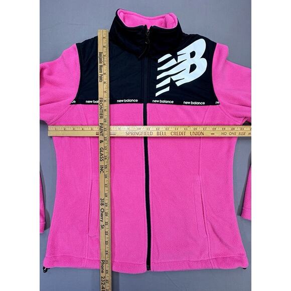 New Balance Womens L Hot Pink Full Front Zip Fleece Jacket Pockets RN130893 - Picture 3 of 8